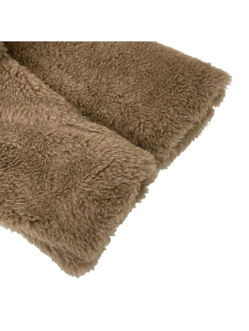 Max Mara Coat Teddy Bear Dark Beige Long Sleeve Winter Cashmere Alpaca S